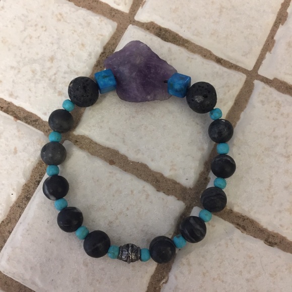 Authentic Large Amethyst Elastic Handmade Bracelet - Picture 3 of 8